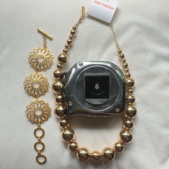 3/$20 Metallic Joe Fresh adjustable necklace gold copper - Picture 5 of 5